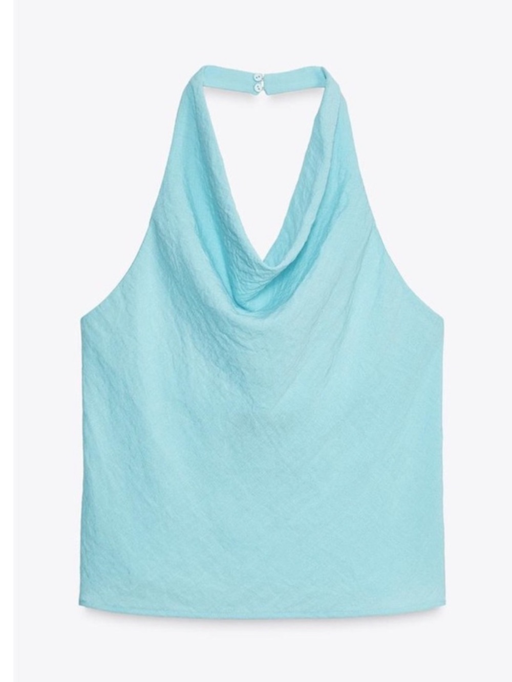 Zara Turquoise Linen Cowl Neck Halter Top